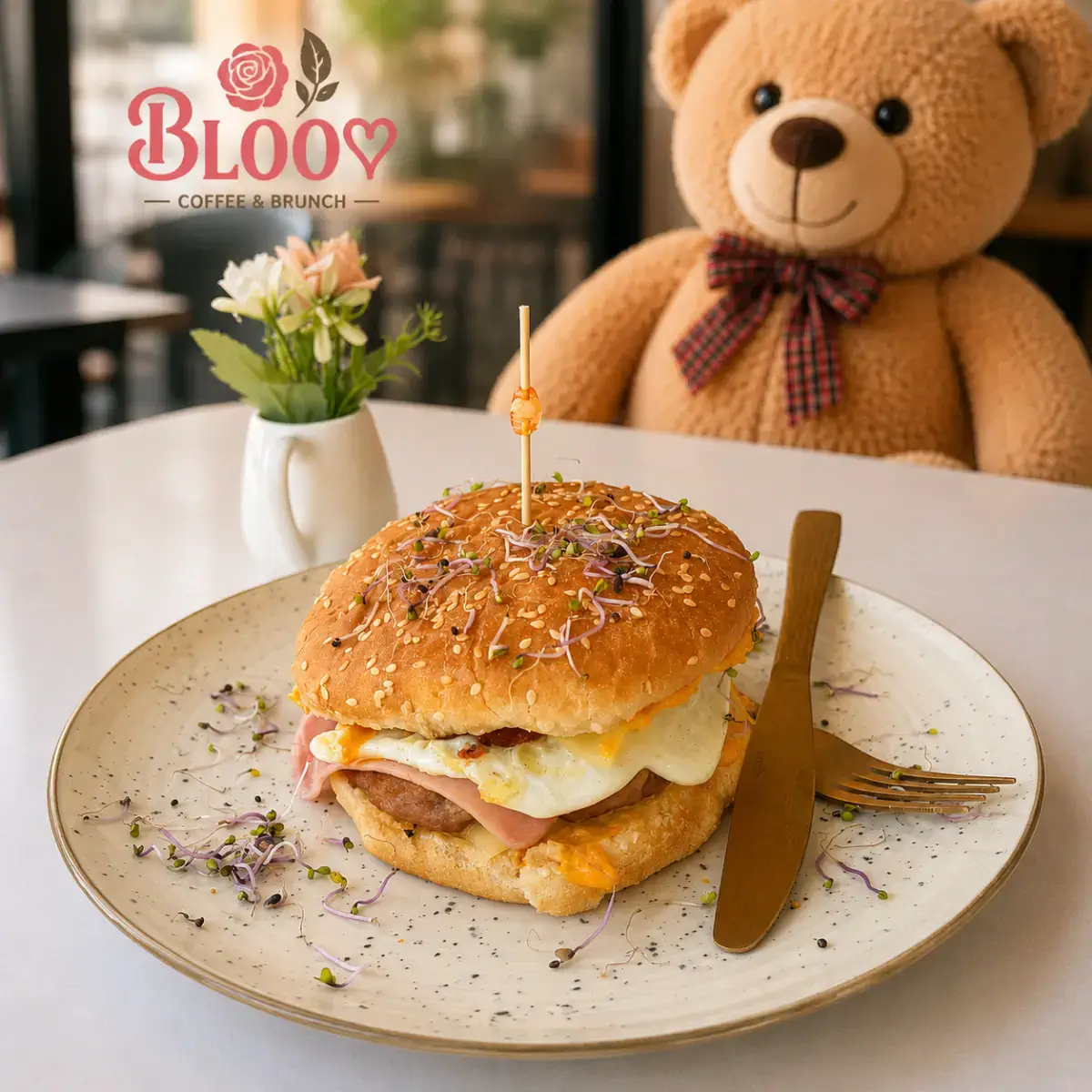 hamburguesa en bloom coffe